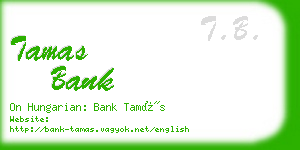 tamas bank business card